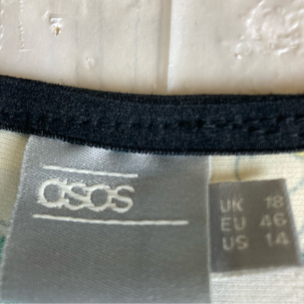 Asos Dress Green Flower with Black Piping Accent‎ Size 14 - Picture 8 of 11